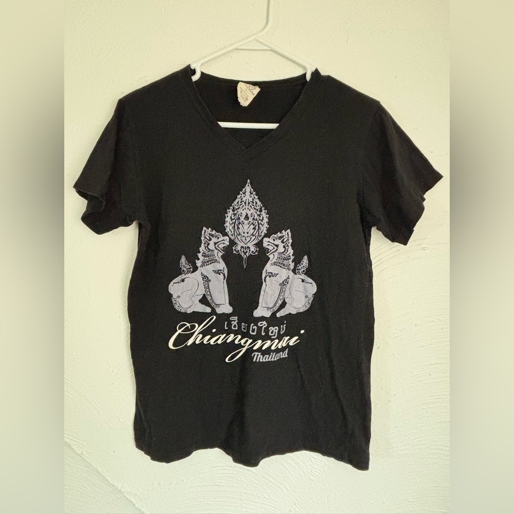 Black Chiang Mai Graphic T-Shirt Sz L